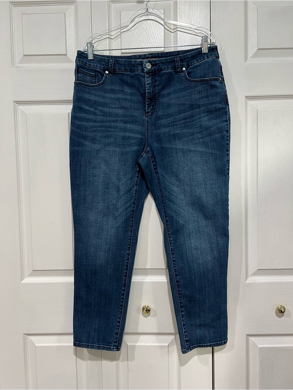 💙 Chico’s So Slimming Girlfriend Slim Leg Ankle Blue Denim Jeans - 14 (01458)